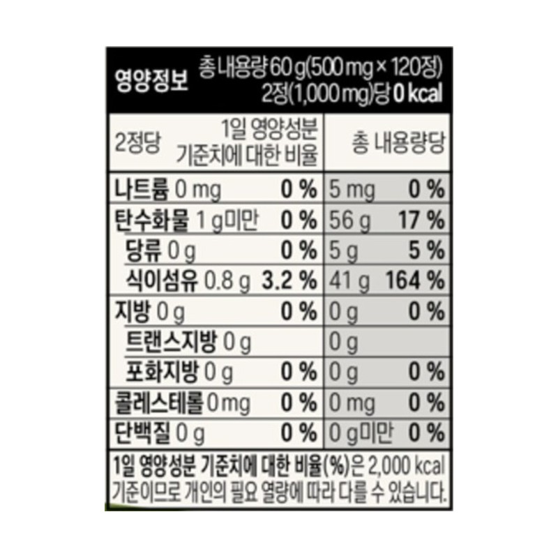 샐러드 식이섬유 정 코어 60g, 120정, 1개 Salad Dietary Fiber