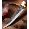 Premium Steak Knives Set with Hammered Steel Blades, Wooden Handles,