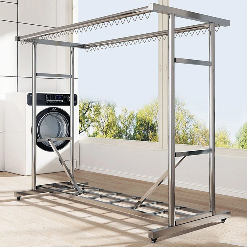 Heavy Duty Commercial Clothing Garment Rack Rolling Collapsible Hanger Chrome