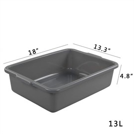 Eagrye 4-Pack Bus Tubs, Commercial Tote Box, Plastic Bus Box (13 L Capacity), Grey