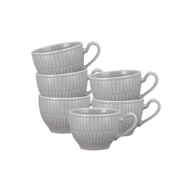 Seltmann Weiden Amina Silbergrau Espressotassen 6er Set, 100 ml, Mokkatassen mit dezentem Relief-Muster, Spülmaschinen- und Mikrowellenfest, Porzellan, Grau