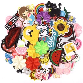 RYMALL Pack of 60 Iron-On Patches STK Patch Stickers, Cute DIY Clothing Patches Stickers Summer Theme for T-Shirt Jeans Clothing Bags (red-32) (Pack of 60)