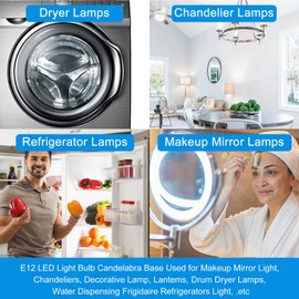 E12 Light Bulb Led 4W Equivalent 40w Type b E12 Candelabra Base Bulb C7 Led Light Bulbs 120V Cool White for Desk Lamp, Vanity Mirror Light Ceiling Fan Bulb Makeup Mirror (4 Pack)