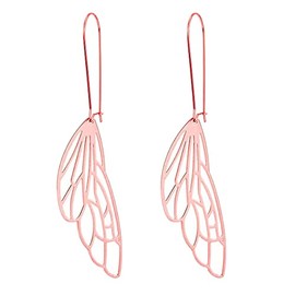 Pendientes colgantes de acero inoxidable chapados en oro con alas de libélula y alas de insectos