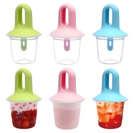 LOMUG Children's Ice Moulds, 6 Cavities Ice Mould with Plastic Sticks, Ice Lolly Moulds, Small Ice Container Ice Moulds for Ice Lolly Moulds, BPA-Free Ice Lolly Mould with Sticks and Drip Protection