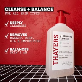 THAYERS Limpiador diario equilibrante de pH, lavado facial con aloe vera, cuidado de la piel suave e hidratante para pieles secas, grasas o propensas 