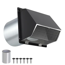 5 Inch Hooded Wall Vent with Screen and Damper,5"Exhaust Vent Dryer Vent Cover Outside,5" Vent Cover Exterior Wall Vent Cap for Kitchen Range Hood Vent Dryer Air Vent Bathroom Exhaust,Galvanized Steel