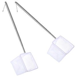 2 Pack 3 Inch Aquarium Net Small Fish Net Aquarium Shrimp Nets with Extendable Stainless Steel Handle Fine Tank Tool Mesh for Shrimp, Baby Fish, Food Residue Debris Skimming