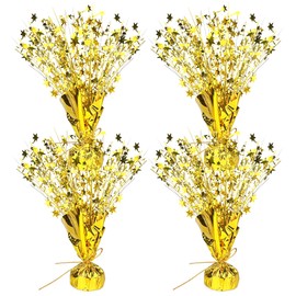 4 PCS Gold Metallic Foil Spray Centerpiece Star Table Decorations for Wedding Birthday Anniversary Graduation Party Supplies Metallic