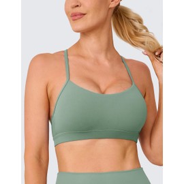BAYDI Clouduxi Y-Back Sports Bra - Light Support Racerback Yoga Bra, A-C Cup, Mineral Green