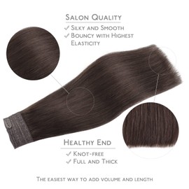 WENNALIFE Secret Hair Extensions Real Hair, 45 cm, 18 Inches 95 g Light Dark Brown Remy Hair Extensions Real Hair Wire Hair Extensions Invisible Wire Extensions Real Hair