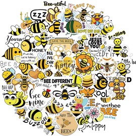 HNTR® Buzzing Bee Stickers | 42 Cute Bumble Bee Decals | Waterproof Vinyl Sticker Pack for Laptops, Water Bottles, Scrapbooks & More