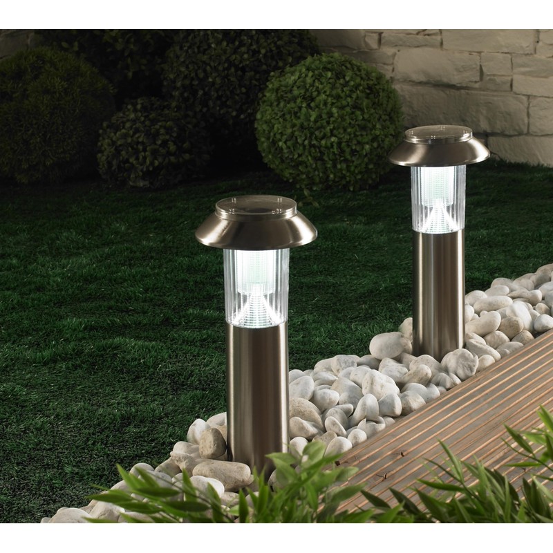 MeLiTec SO06-1 Solar Garden Light Brushed Stainless Steel Matt