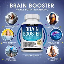 Brain Health Memory Booster (2-Pack) - Nootropic Supplement for Focus, Cognitive Function, and Mental Clarity