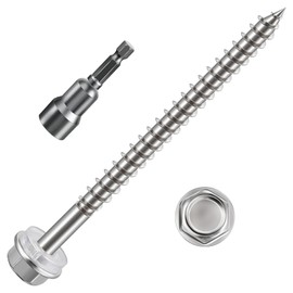 WenSilon (100Pcs)#10x2 Self-Tapping Screws for Wood 410 Stainless Steel Hexagon Head Quick Tapping