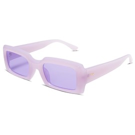 Allarallvr Trendy Rectangle Sunglasses for Women Men Vintage 90's Square Shades Thick Frame Nude Sunnies Sunglasses AR82002, Purple