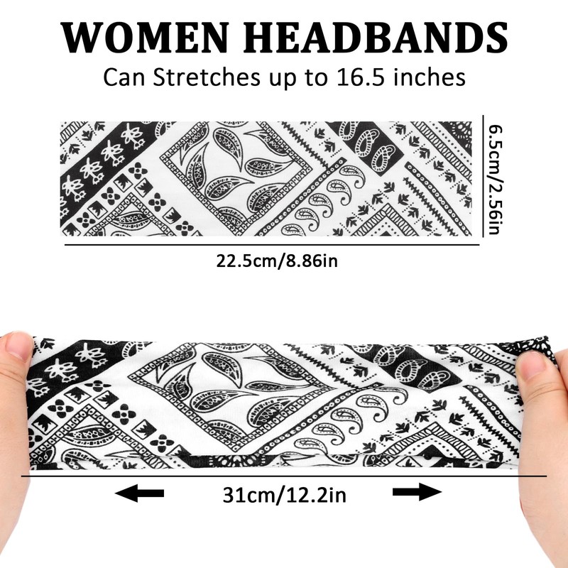 Red Black Blue Paisely Hair Head Bandana Headband for Women