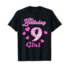 Happy Birthday Girls 9th Party 9 Years Old Bday T-Shirt