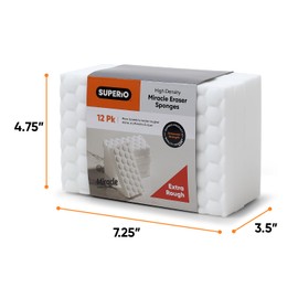 Superio High-Density Miracle Eraser Sponges - 48 Count - Powerful, Long-Lasting Scrubbers for Stubborn Dirt