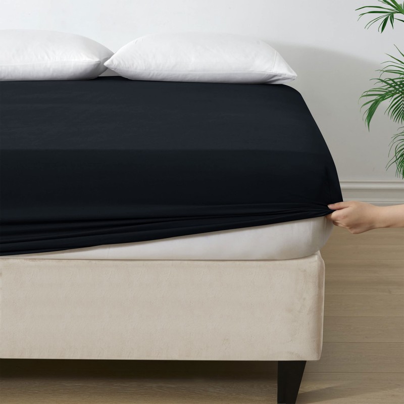 AMEHA Fitted Sheet Double 25 cm Deep Bed Sheets Easy