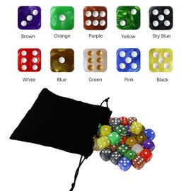 SLAKOZYT 16 mm 6-Sided Dice Set, Six-Sided Dice, Opaque Acrylic Dice for Board Games, DND, MTG, RPG, Tenzi, Dice Games, Math Games (100 Pieces Bulb - 10 Colours)