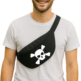 Huuraa Bauchtasche Pirat Totenschädel Geschenk 2,5 Liter Black Pirat Geschenkidee