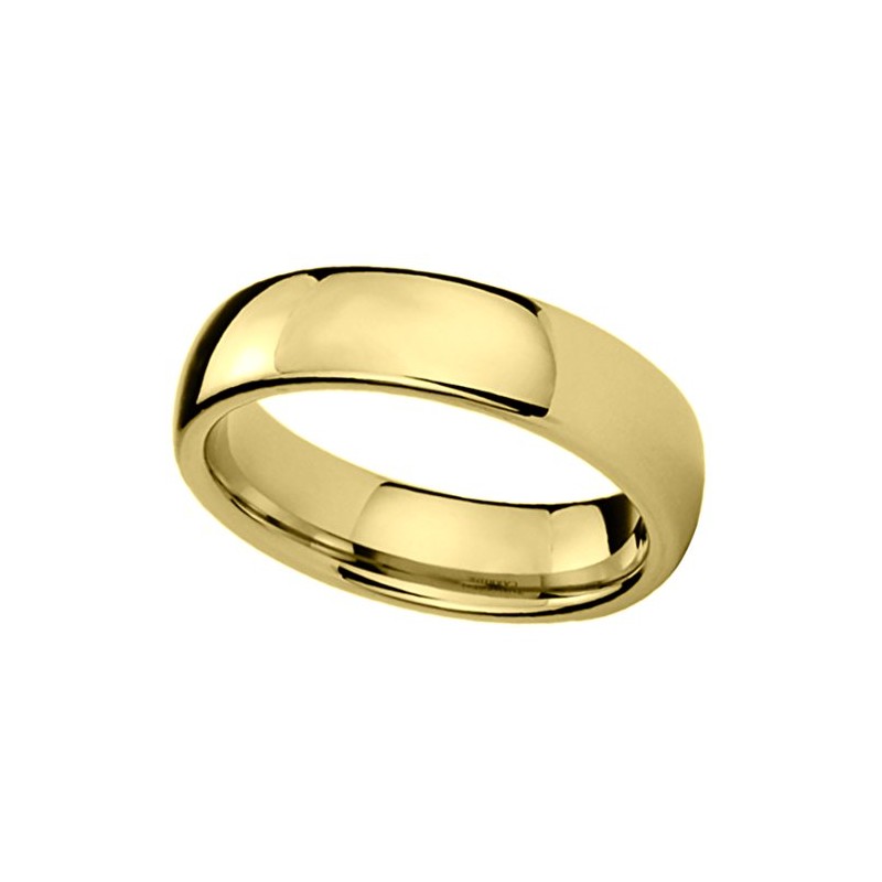 DoubleAccent 6mm Titanium Wedding Bands Promise Rings Yellow Tone High