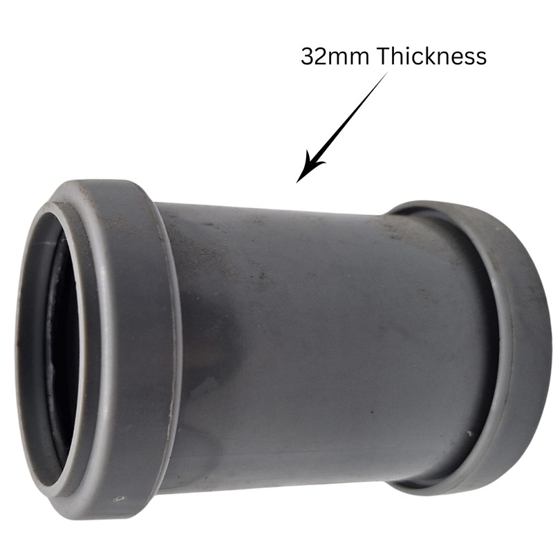 SHMOX 32mm Grey Pushfit Straight Pipe Coupler- Waste Pipe and
