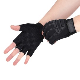 Kids Junior Cycling Gloves Non-Slip Breathable Half Finger Skateboard Bike Riding Gloves Mitten Shockproof Sports Training UV Protection Fingerless Fishing Climbing Gloves for Boys Girls Age 5-12