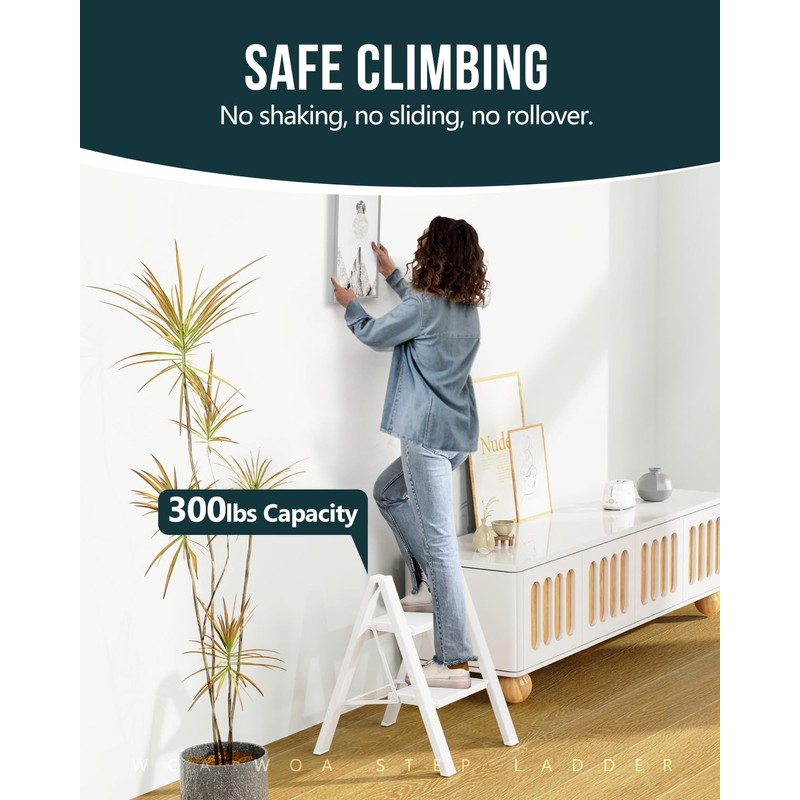 WOA WOA Step Ladder, Widen Pedals Foldable Step Stool, Lightweight