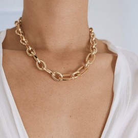 Relovet Chunky Choker Gold Chain Thick Necklace Large Link Jewelry for Women