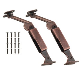 DGBRSM 2PCS Spring Lid Support Left Right Lid Support Down Hinge Red Bronze Iron Support Box Cabinet Hardware with Mounting Screws