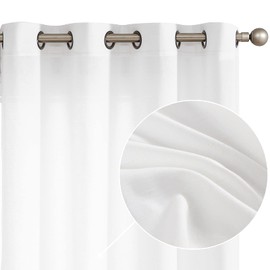 jinchan Linen Curtains, Light Filtering Window Drapes with Grommet Top, Linen Off White Curtains 2 Panels for Living Room Farmhouse Bedroom (W50 x L96, Off White)