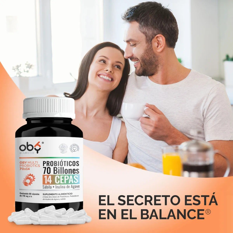 Oby Multi Probioticos Avanzados 70 Billones 14 Cepas Prebioticos Inulina