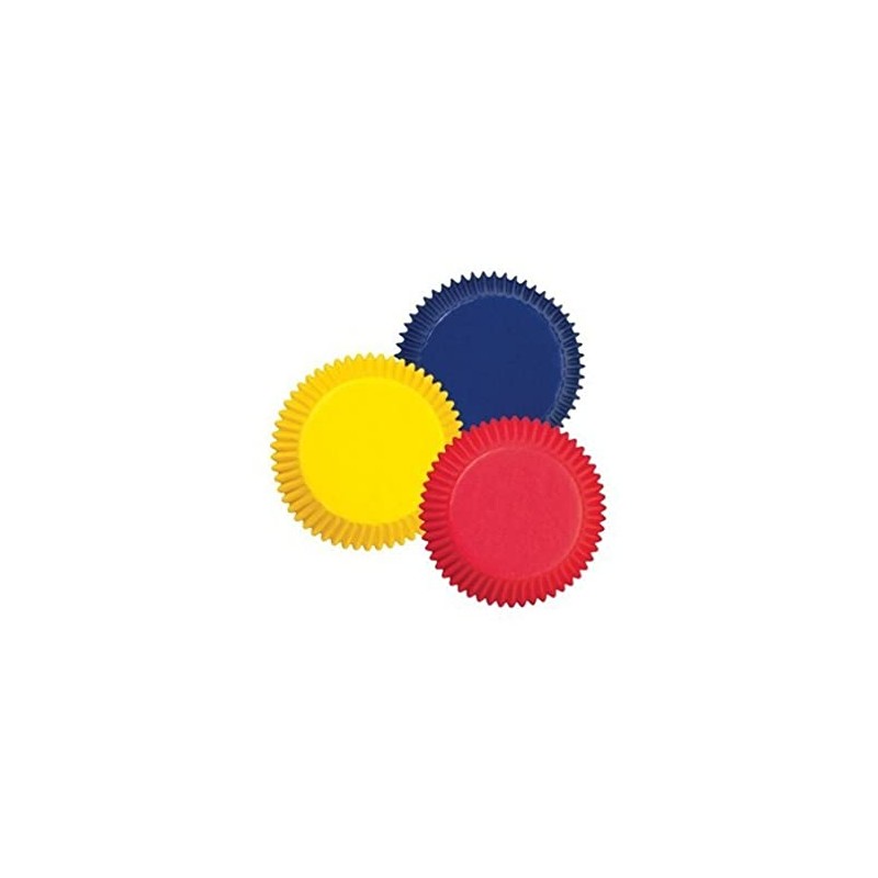 WILTON Baking Cups, Yellow, Red, Blue 2" Paper Cups, 415-987,