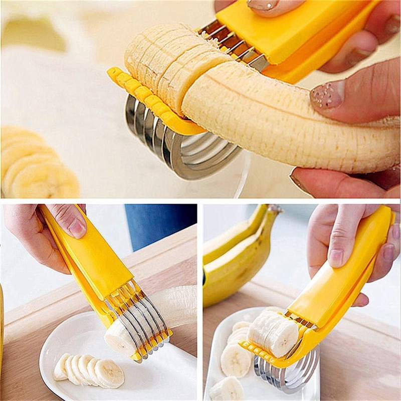Easy Banana Slicer Hot Dog Peeler Household Fruit Salad Milkshake
