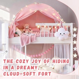 Twin Bed Tent for Kids Girls, Canopy Privacy Sleep Tent Indoor Bunk Pink