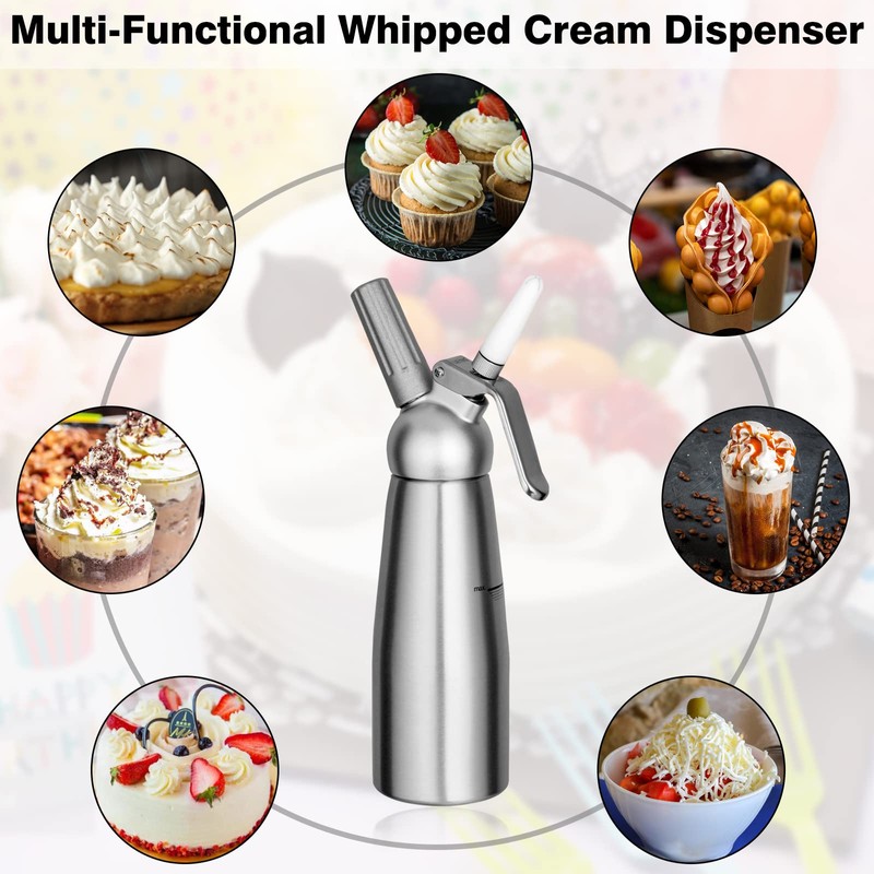 Professional Aluminum Whipped Cream Dispenser Cream Maker 500mL (1 Pint)