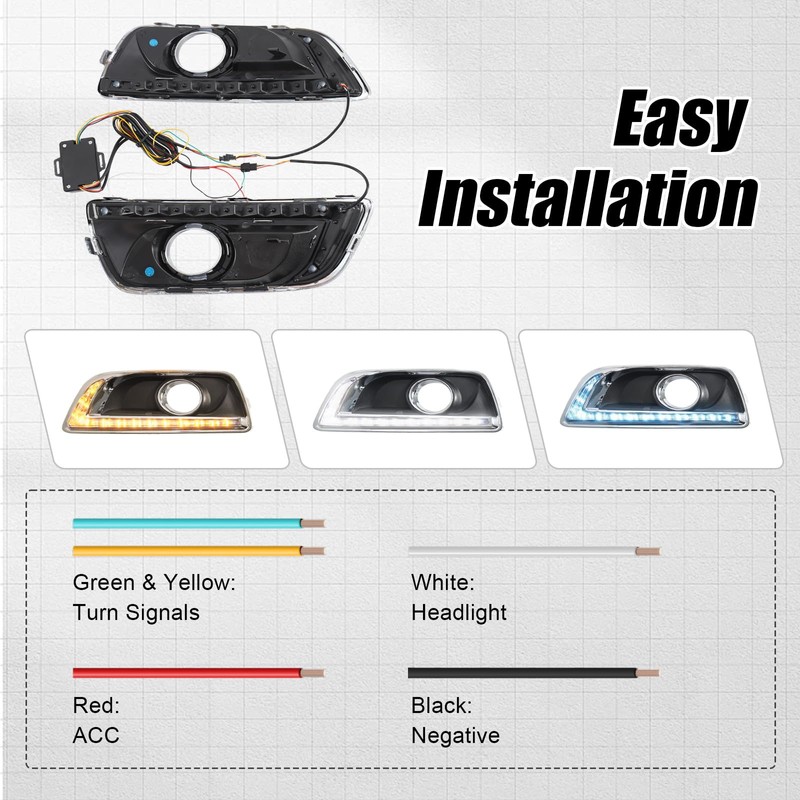 3-Color LED DRL Fog Light Bezel for Chevy Malibu 2013
