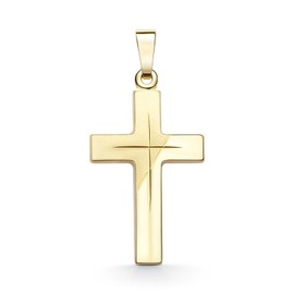 EDELIND Cross Pendant Gold 333/8 Carat Real Gold Pendant Gold Cross for Women Men Children Necklace Pendant Yellow Gold with Jewellery Gift Box, Yellow Gold, No Gemstone