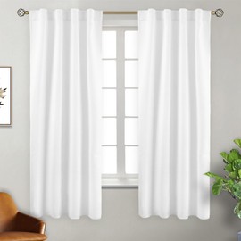 BGment Pure White Room Darkening Curtains 63 Inch - Rod Pocket and Back Tab Thermal Curtains for Bedroom Home Decor Curtains for Living Room, 2 Window Curtain Panels, 38 x 63 Inch