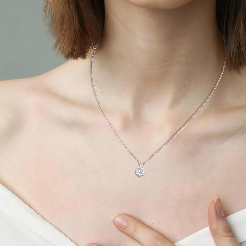 SILBERTALE Moissanite Necklace for Women - 925 Sterling Silver D