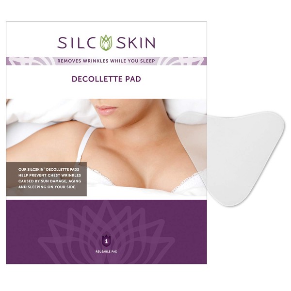 Silc Skin Decollette Pad - Reusable Self-Adhesive Overnight Chest Patch, Made with Medical Grade Silicone, Smooths Fine Lines and Stretch Marks, 1 Pad