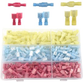 Yosawa 320 Pieces Nylon Fully Insulated Male/Female Spade Wire Crimp Connector Quick Disconnects Wire Terminals Connector Set Red Blue Yellow (NLGM)