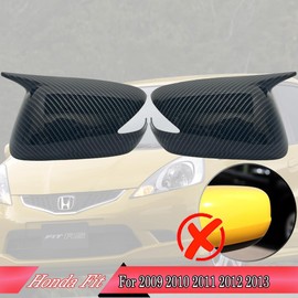 MUXEE Side Mirror Cover,for Honda Fit 2009 2010 2011 2012 2013，2PCS Turn Signal housing Cover Sets car Accessories -Carbon Fiber（with Turn Signal Cutout）