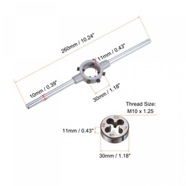 sourcing map Die Set M10 x 1.25 Round Stamp 30 mm M10-M11 Holder Adjustable Key