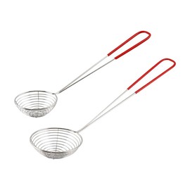 JIHUOO 2 Pcs Stainless Steel Spider Strainer Skimmer Spoons Hot Pot Strainer Scoops Wire Cooking Skimmer Ladle Small Frying Spoon Small Wire Skimmer Colander with Handle for Kitchen
