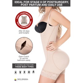 DIANE & GEORDI 2396 Lipo Fajas Stage 2 BBL Colombianas Pospartum Tummy Control Body Shapers Shapewear for Women Girdle Beige M