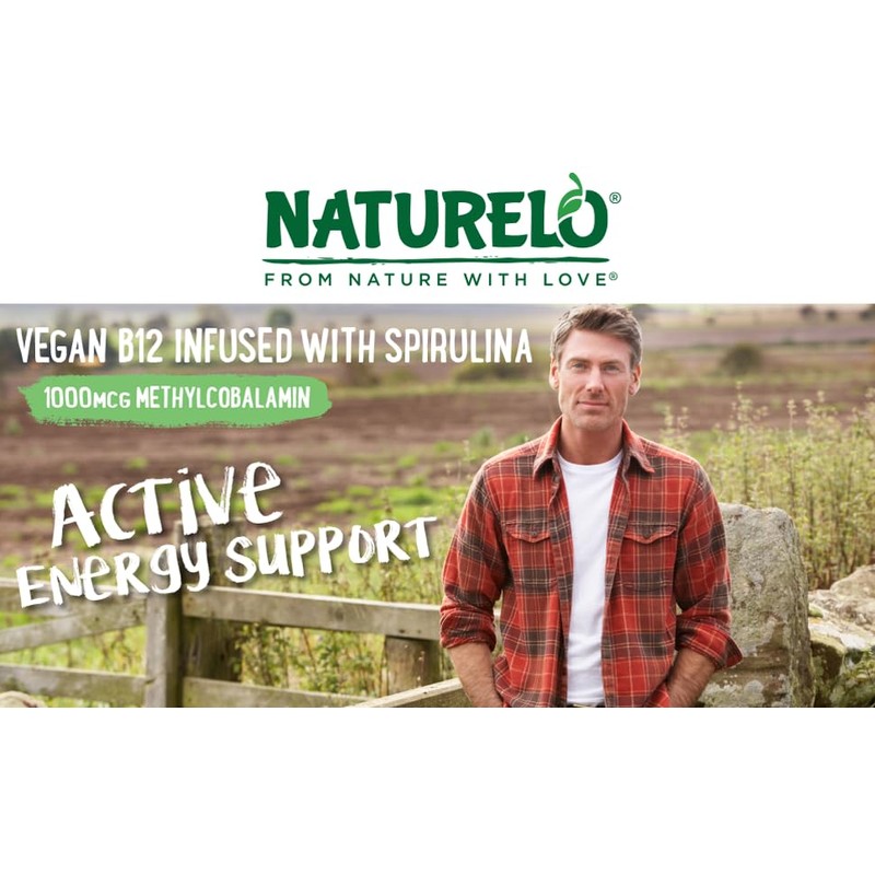 NATURELO Vitamin B12 with Spirulina | 90 Capsules | 3