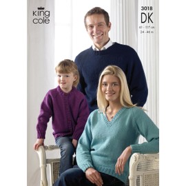 King Cole 3018 Knitting Pattern Sweaters and Cardigans in DK